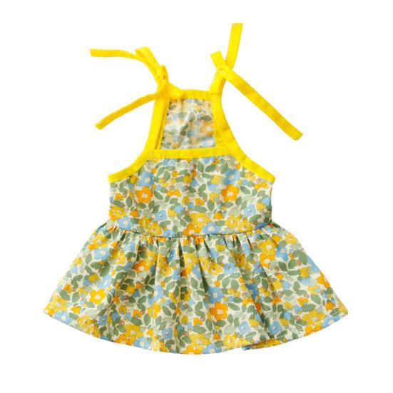 Pet Dress Flower Pattern Breathable Friendly To Skin Lint Free Washable Show Unique Charm Cotton Cozy Flower Print Pet Suspender Dress Pet Supplies