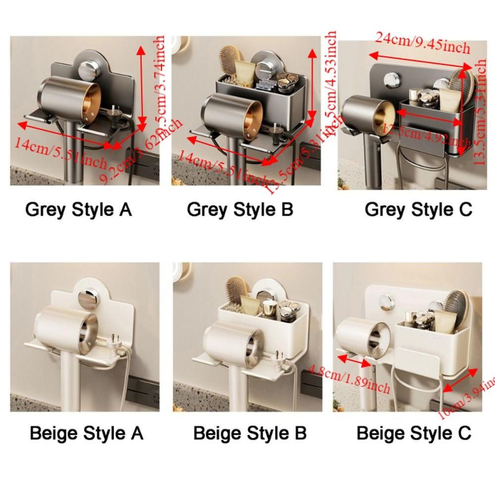 Punch Free Suction Cup Hair Dryer Holder Carbon Steel Hairdryer Stand Hair Dryer Bracket for Home