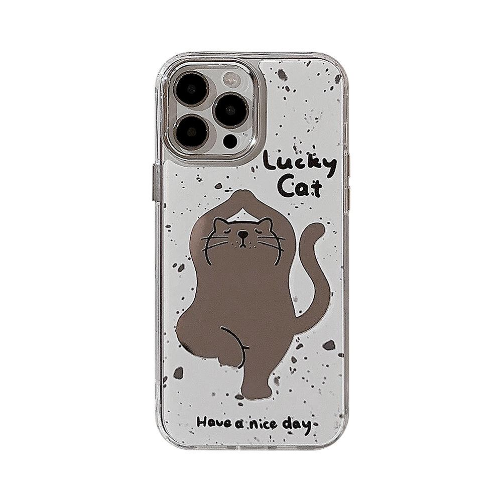 Yoga Cat IPhone 16 Suitable for 15promax Apple Phone Case 11 Funny Cartoon 13 Mirror 12