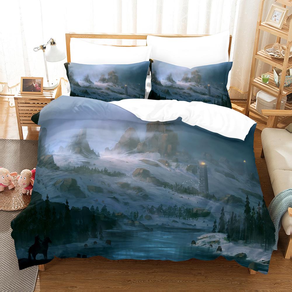 White Lotus On The Lake Duvet Cover Set 3D Print Plant Polyester Comforter Cover King Queen Size for Girls Kid Boys Bedding Set