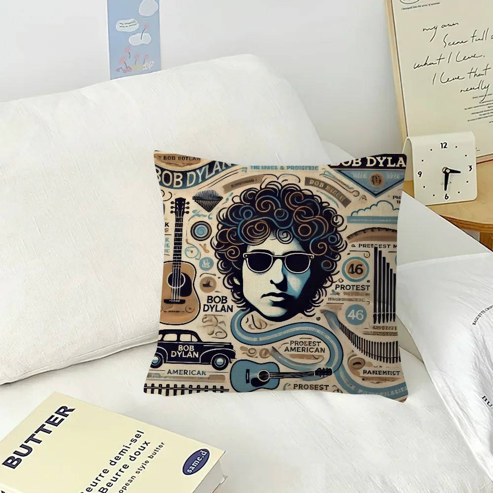 Singer Bob D-dylan LOGO  Cushion Cover Pillowcase Upholstery Sofa Throw Pillow Home Decor Pillowcas