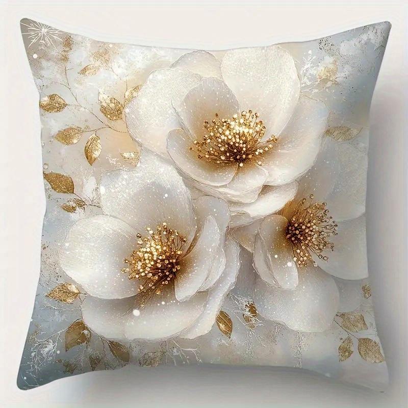 4 Piece 2D Flat Digital Single Sided Printed Non Embroidered Floral Polyester Pillow Covers Machine Washable For Daily