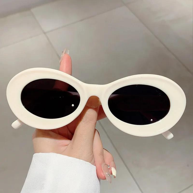 New Y2K Vintage Oval Sunglasses Women For Men Luxury Brand Designer Sun Glasses Steampunk Popular Pink Hip Hop Eyeglasses Frame