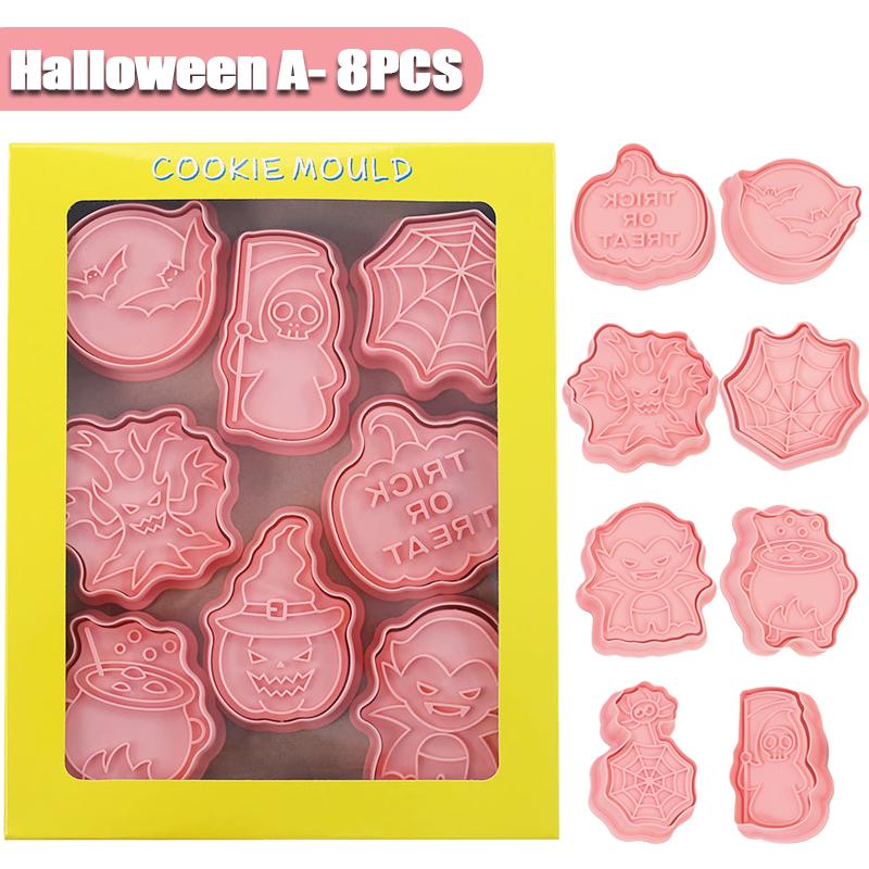 Halloween Cookie Cutters Set Pumpkin Ghost Skull Biscuit Mold 3D Pressing Biscuits Mould Cake Decorating Kids Baking Tools