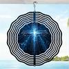 Starry Sky Blue Light Cross Pattern Wind Rotating Chime Metal Hanging Ornament for Yard Balcony Window Outdoor Decor Gift