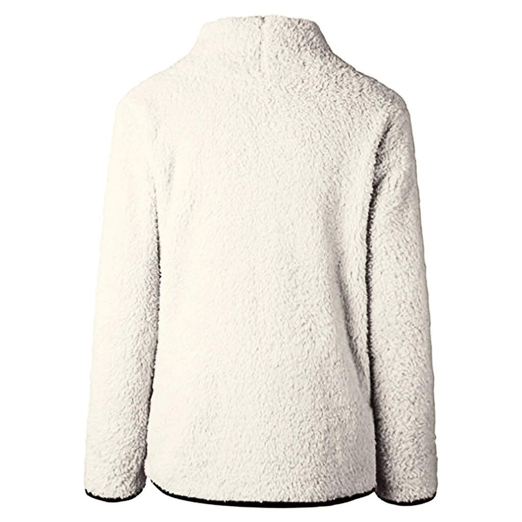 Women's Solid-color Fashionable High-neck Plush And Fleece Warm Top