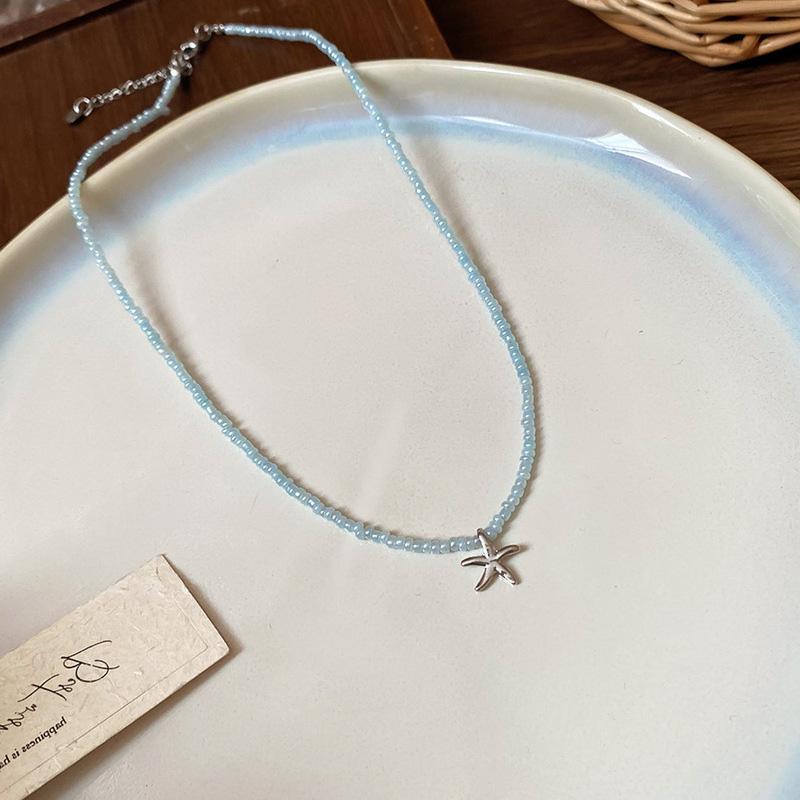 Oceanic Shell Starfish Conch Pendant Necklaces for Women Adjustable Rope Collarbone Chains Necklace Seaside Holiday Jewelry V
