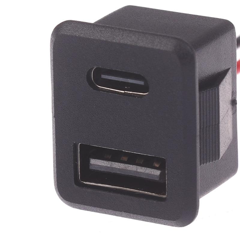 1 Piece Double Layer Usb Female Base Type-C Socket And Female Usb Lamp Charging Socket Power Socket With Cable Connector