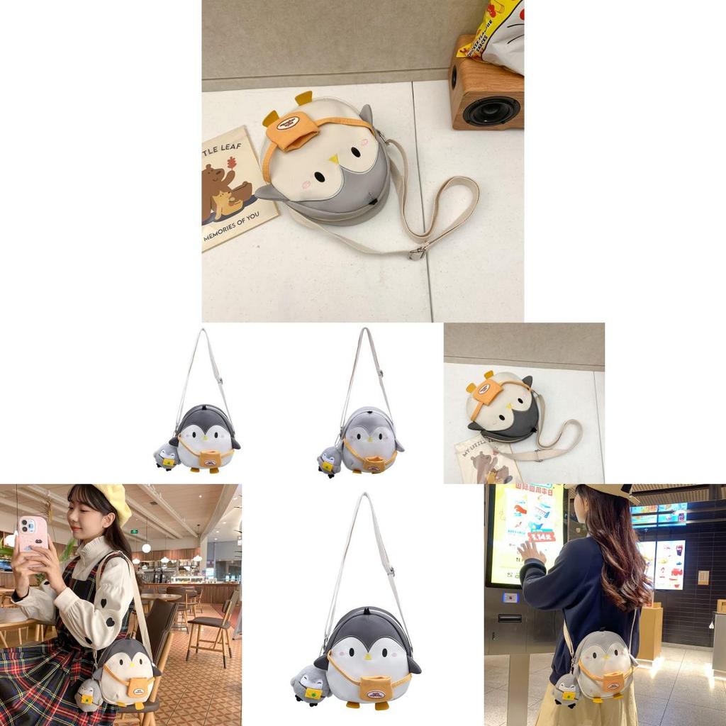 Cute And Fun Cartoon Penguin Design Kids Crossbody Bag Stylish Color Block Style
