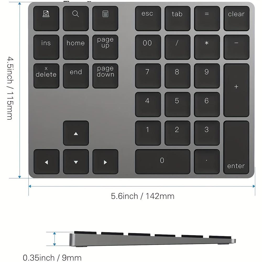 Kompakte wiederaufladbare kabellose digitale Tastatur - Schlankes kabelloses Design für Finanz- und Buchhaltungszwecke, USB-C-Aufladung, mit langlebigem Akku