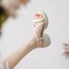 Open-toed thick-soled muffin fairy sandals female leather new summer high-heeled waterproof table thick-heeled shoes