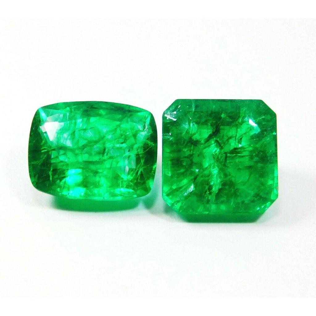 Green Colombian Emerald Cut 16 ct Natural Untreated Loose Gemstone for Jewelry Making and Crafts