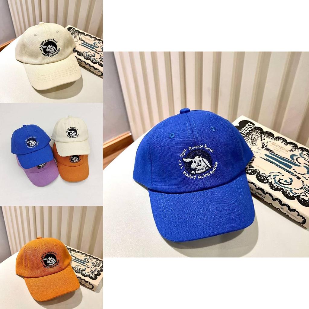 Cute Rabbit Embroidery Kids Baseball Cap For Girls Sun Protection Duck Tongue Hat