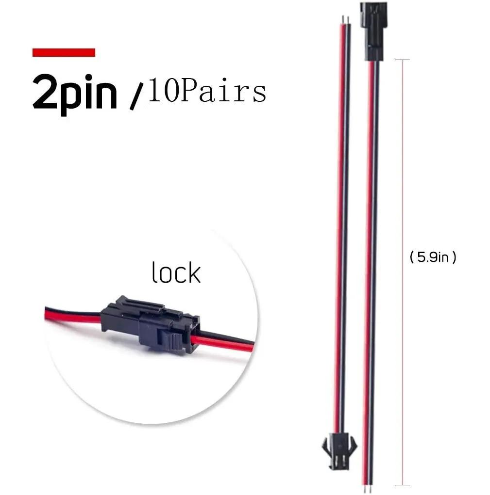 10 Pairs 2/3/4/5pin SM JST 15cm Cable Female/Male Connectors for Led Strip RGB 5050 3528 WS2801 APA02 WS2815 WS2813