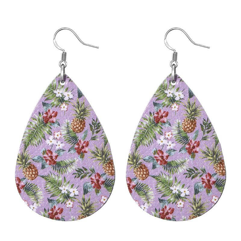 Summer Fashion Lightweight Faux Leather Earrings for Women Fruit Leaf Beach Teardrop Drop Dangle Earrings Jewelry Gift Wholesale