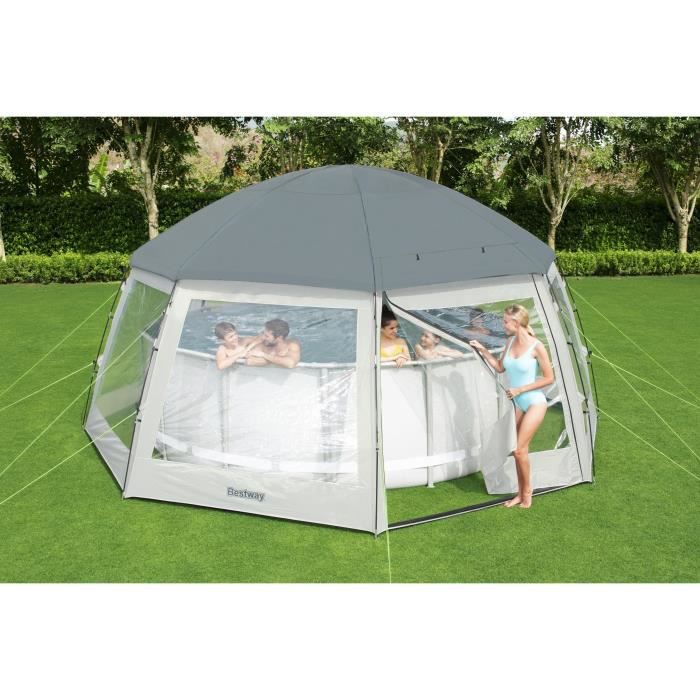 Bestway Pool-Schutzkuppel - Achteckig 600 x 600 x 295 cm - Grau