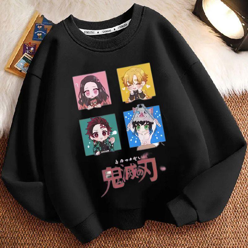 Children's Loose Demon Slayer Hoodie, Spring and Autumn Boys' and Girls' Casual Round-neck Coat