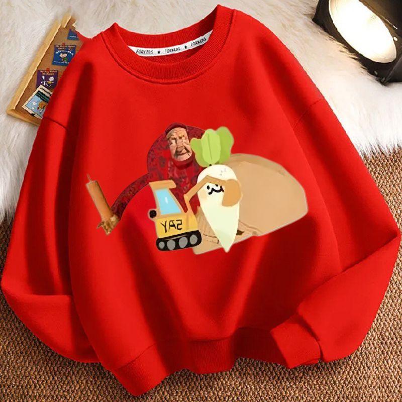 Children's Fashion John's Farm Hoodies for Autumn and Winter, Casual Round-neck Hoodies for Boys and Girls