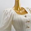Withdraw from Cupboard Classic Style Square Collar Short Silm High Waist Long Sleeves Knitting Clothing Patchwork Pure Color Pullover Stylish Women