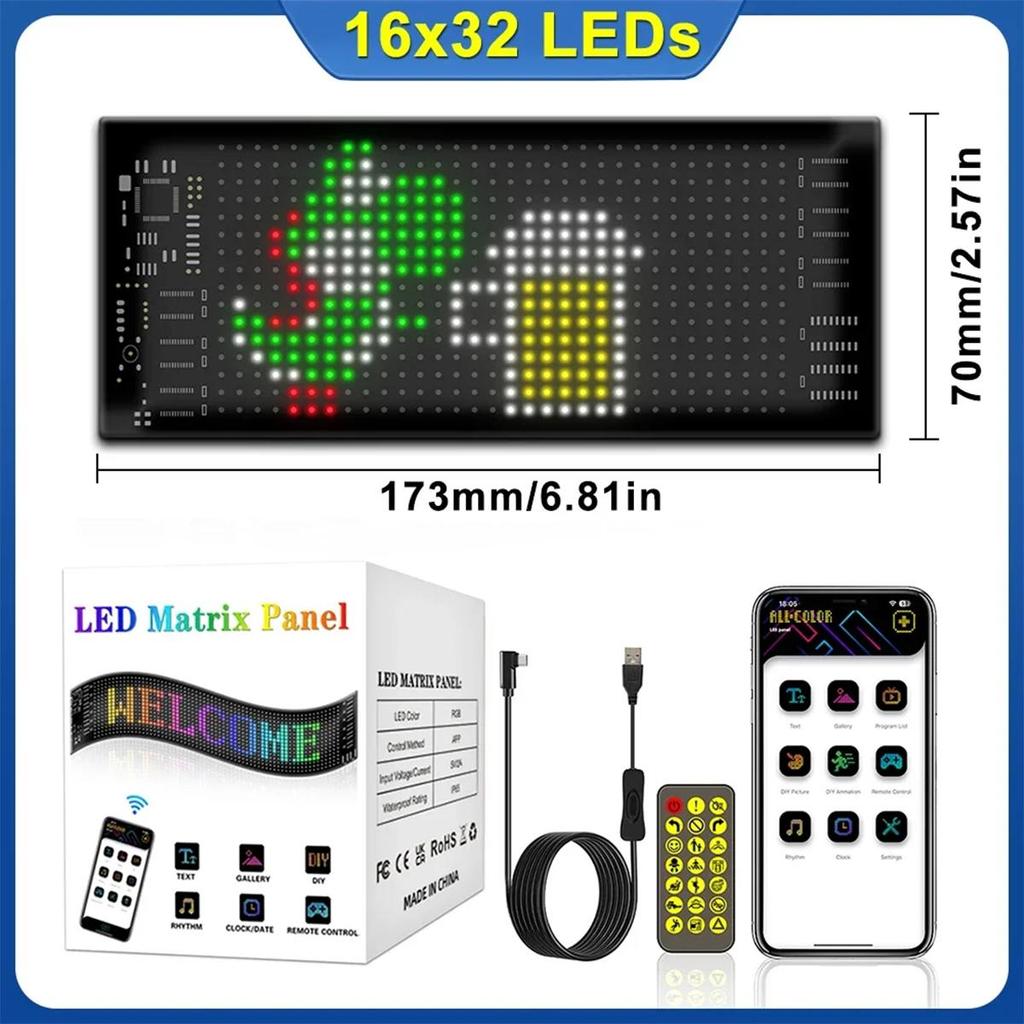 App Control Led Matrix Panel Smart Flexible Auto Indoor Bluetooth Programmable Diy Light Pixel Waterproof Strip Wall Car Display