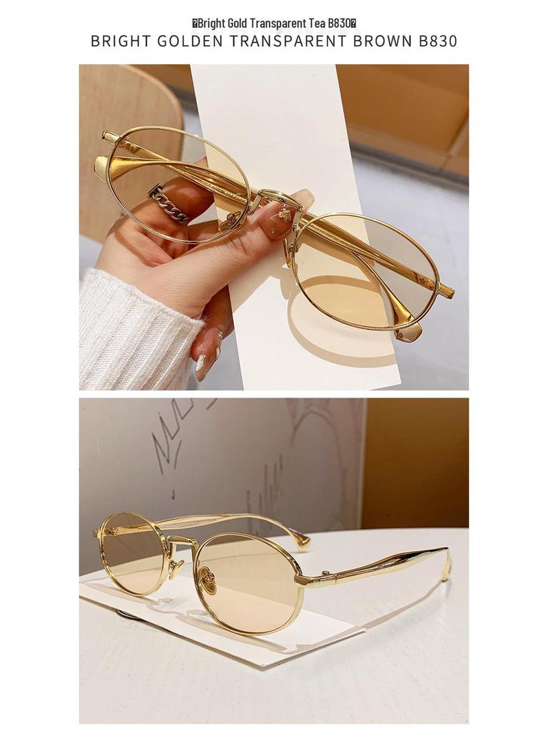 Retro Fashion Metal Oval Frame Sunglasses - Unisex European & American Street Style