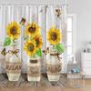 Sunflower Floral Shower Curtains Spring Plants Birds Butterfly Green Leaves Bathroom Curtain Modern Polyester Fabric Bath Decor
