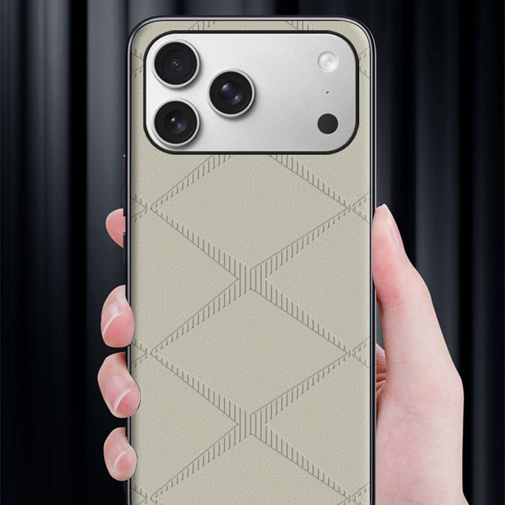 For iPhone 17 Pro Case X-Patterned TPU PU Leather PC Anti-Drop Phone Cover