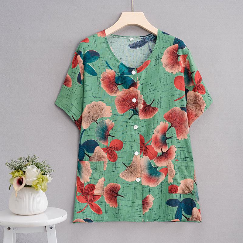 Summer Top Women Cardigan Thin Short Sleeve Plus Size Women's Blouse Summer Loose Vintage Clothes