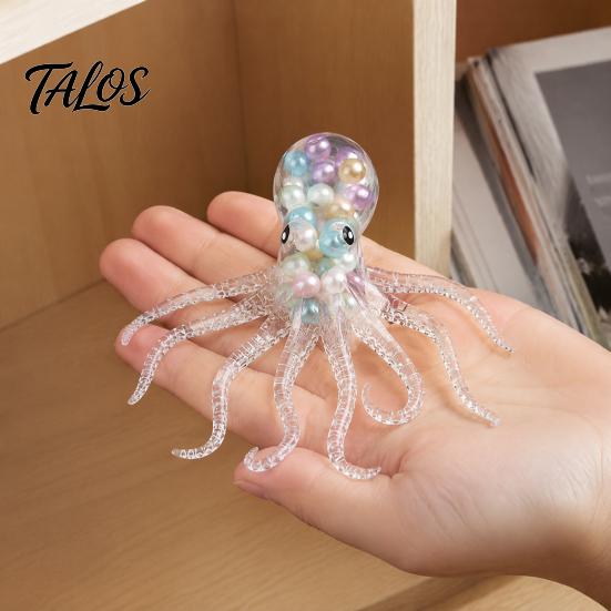 Hand Exercise Ball Bead Filled Octopus Squeeze Toy, Stress Relief Sensory Toys Mini Fidget Toy for & Relaxation