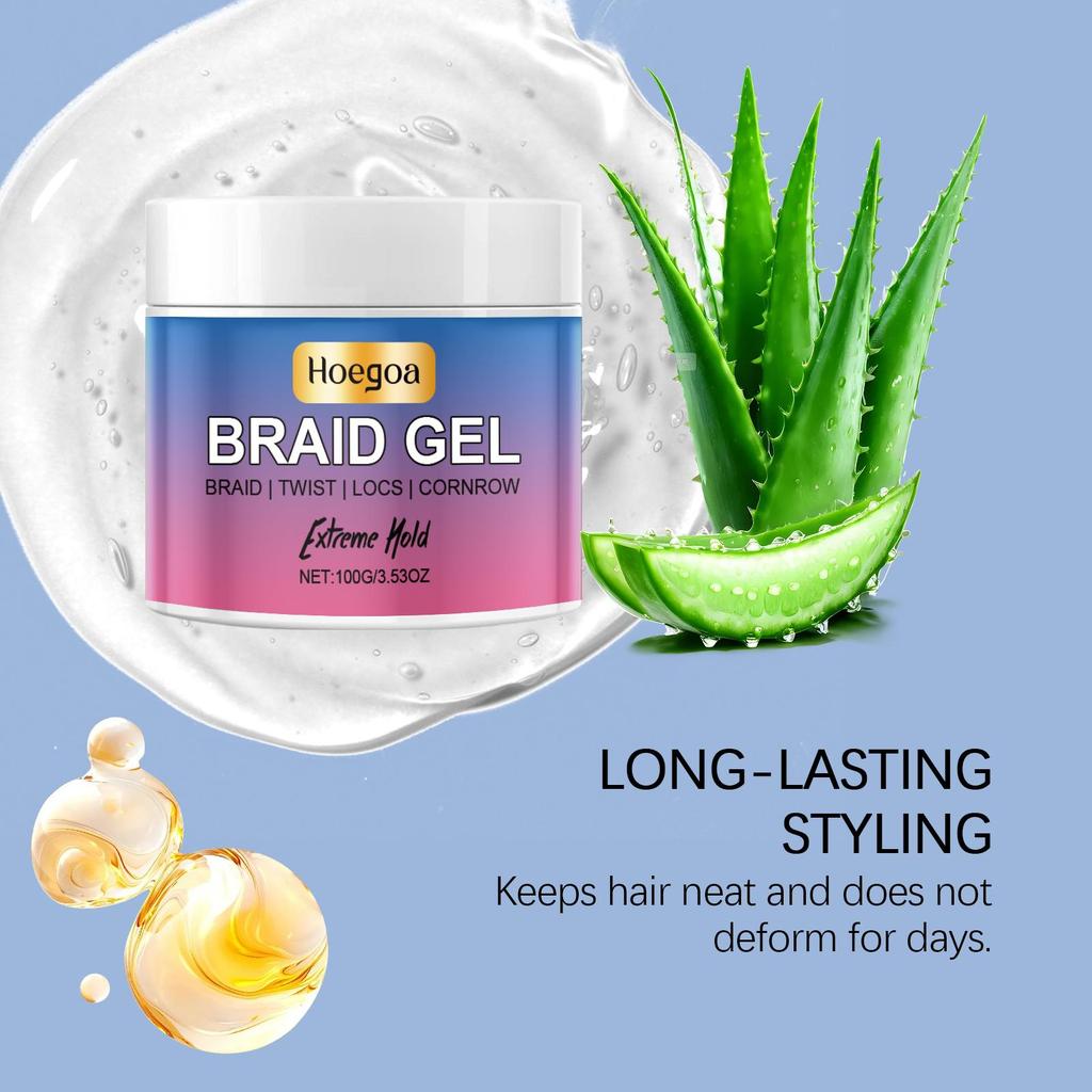 Edge Control Braid Styling Gel Control Frizz and Edges Gel Smooth Hair Wax Frizzy Hair Edge Styling Gel 100g