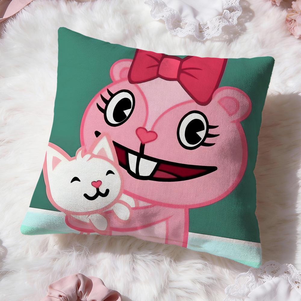 Anime H-Happy Tree Friends Kissenbezug Premium Komfort Wendbarer Kissenbezug -Zwei-in-Eins-Design für jeden Raum & Autoinnenraum