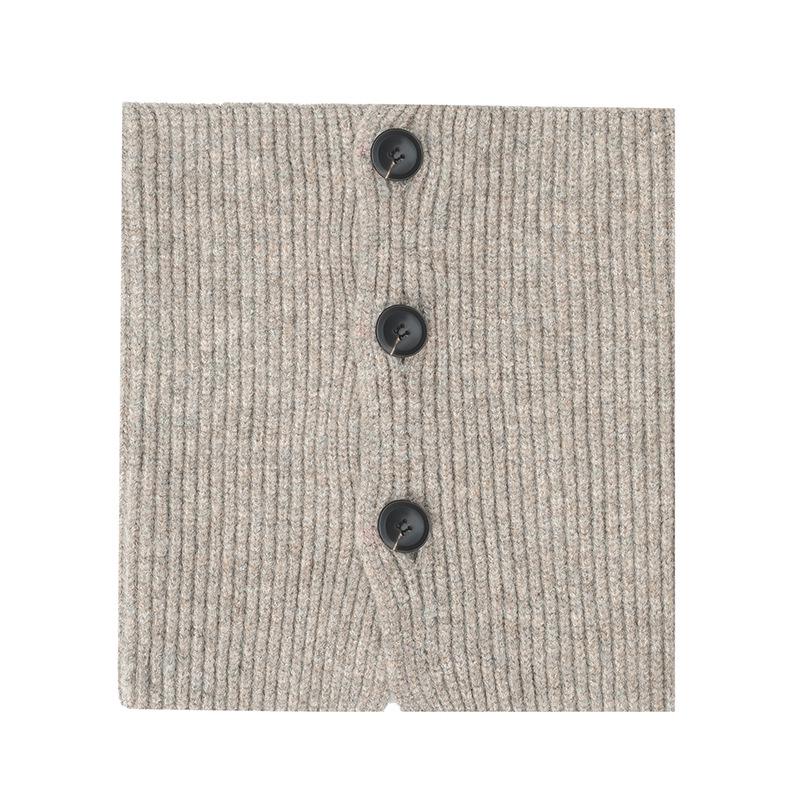 2025 European & American High-End Wool Knitted Flower Button Neck Warmer for Autumn/Winter
