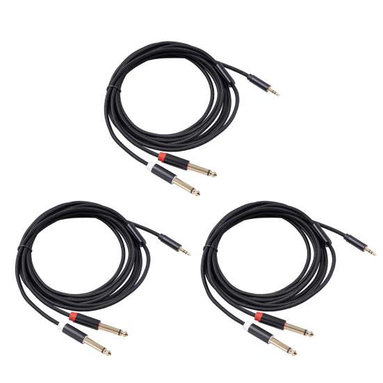 Audiokabel 3,5 mm auf Dual 6,35 mm 1/4 Zoll Stereo Splitterkabel Verstärkeranschluss Audiokabel für PC Laptop Verstärker Mischpult Lautsprecher