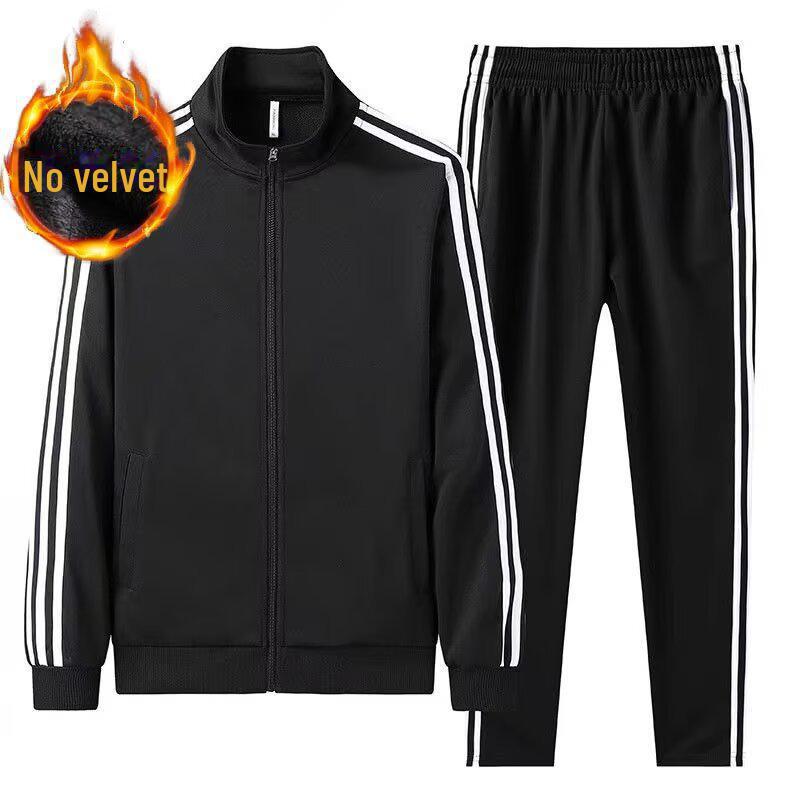 2024 Unisex Velvet Track Suit: Stand-up Collar Cardigan & Sweater 2-Piece Set for Couples