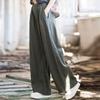 Solid Color Cotton and Linen Wide-leg Casual Pants Women's Spring and Summer 2025 New Loose Age-reducing Elastic Waist Retro Floor-mopping Trousers