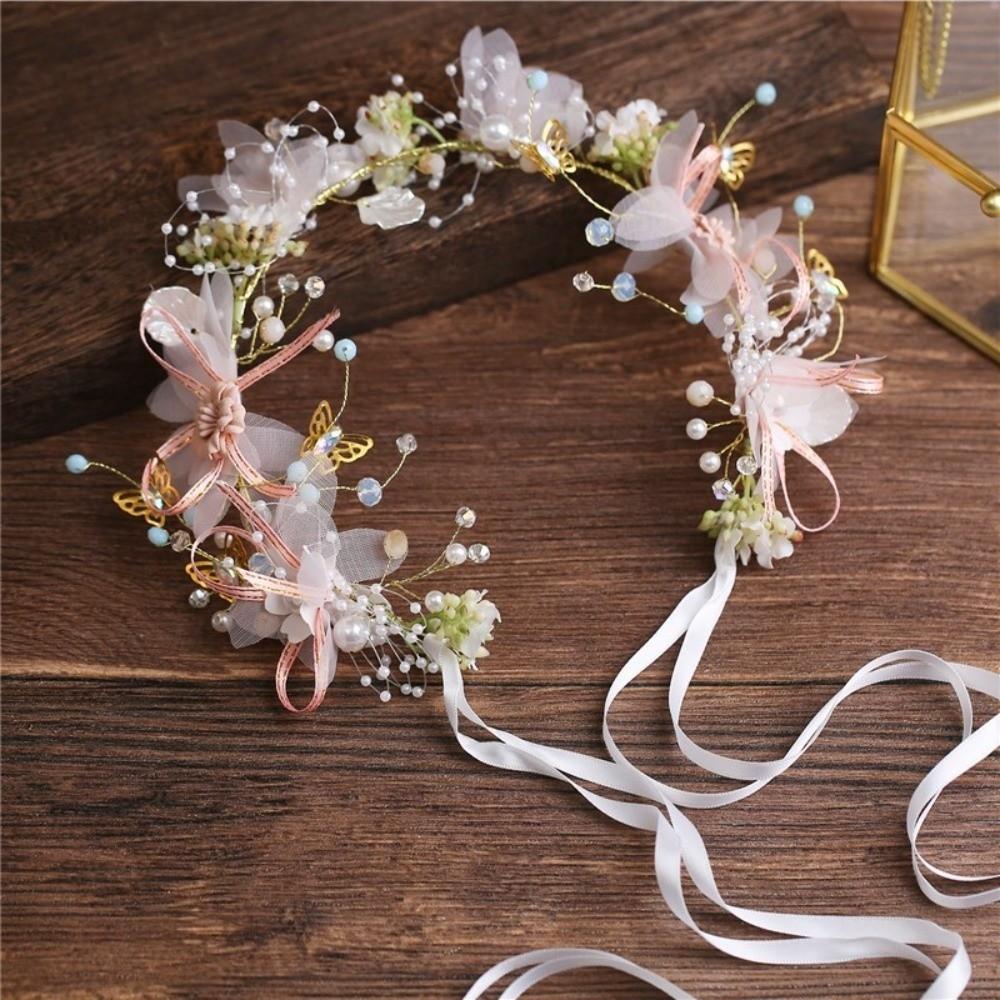 Korean Style Flower Crown Hairband Tiara Garland Wristband Headwear Wreath Headband  Girls Headwear