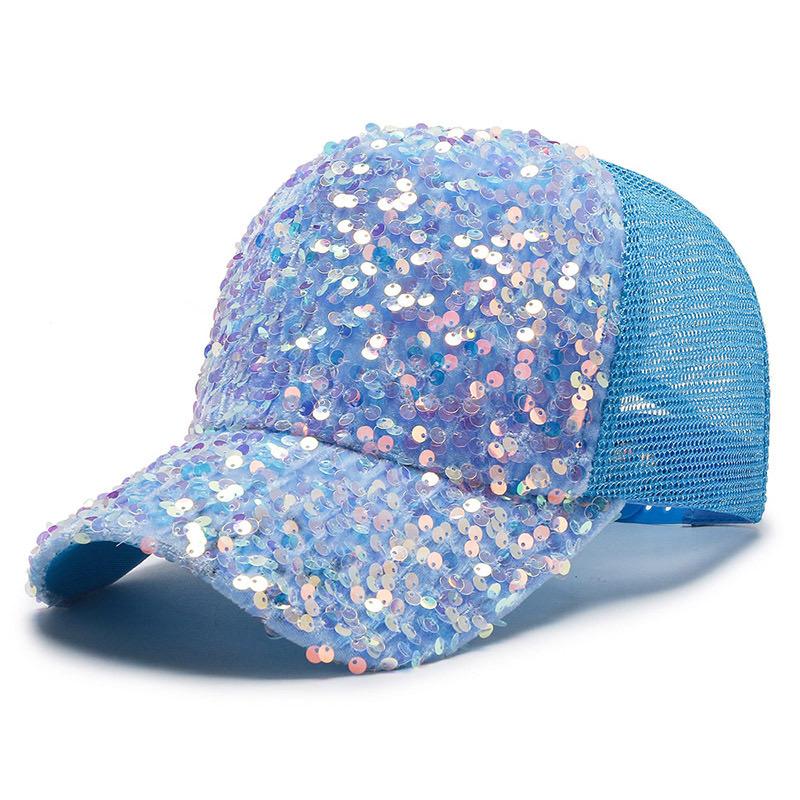 Hot Sale Fashionable Women's Sequin Baseball Cap Adjustable Outdoor Female Summer Trucker Hat Streetwear Dopamine Color Hat