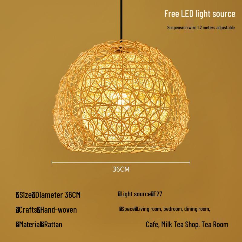 Bamboo Rattan Pendant Lamp: New Chinese & Japanese Style Zen Lighting for Tea Room & Dining, Antique Lantern Design.