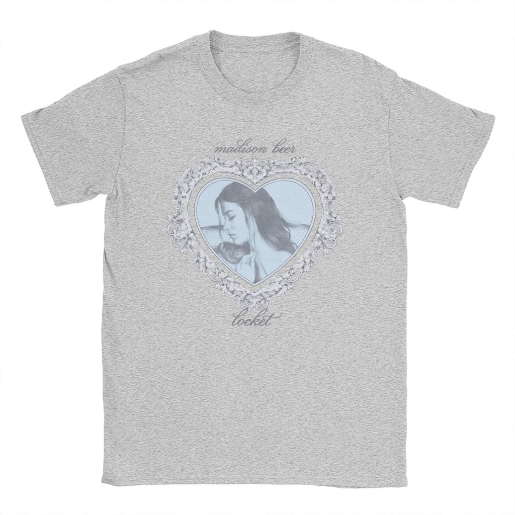 Vintage Madison Beer Medaillon Merch Y2K T-Shirt Unisex Damen Rundhals 100% Baumwolle T-Shirt Kurzarm Tees Bedruckte Kleidung