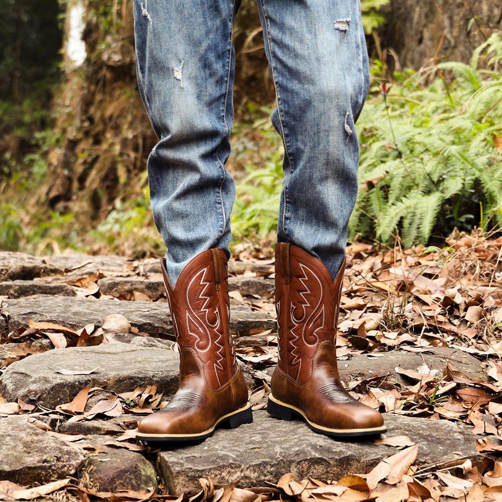 Fashion Men Women Mid-calf Boots Handmade Retro Western Cowboy Boots Leisure Casual Loafers Sneakers Riding Shoes Zapatos Hombres Unisex