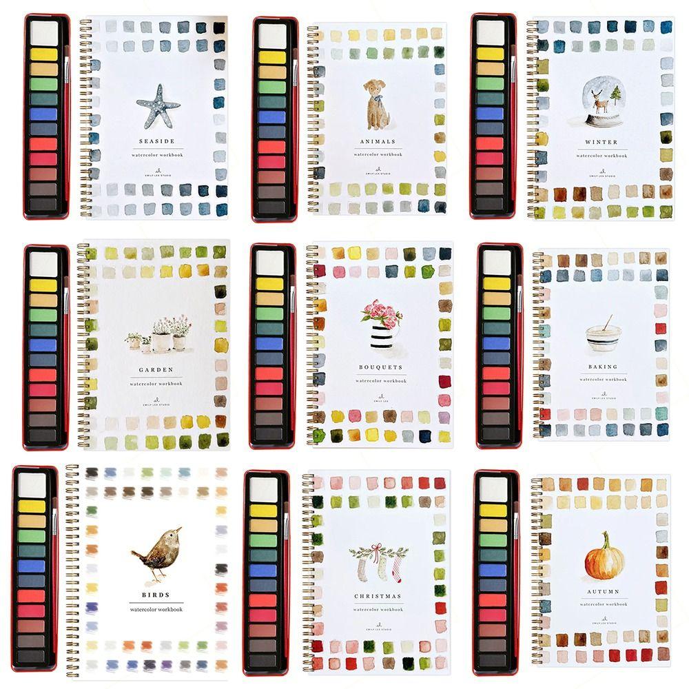 With Color Palette 12 Colors Watercolor Paint Set Watercolor Paint Book  for Kids Adults Teens