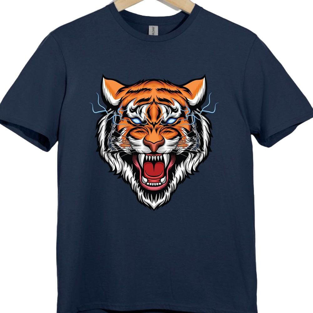 Tiger T Shirt Roaring Big Cat Graphic Tee Fierce Wild Animal Streetwear Top