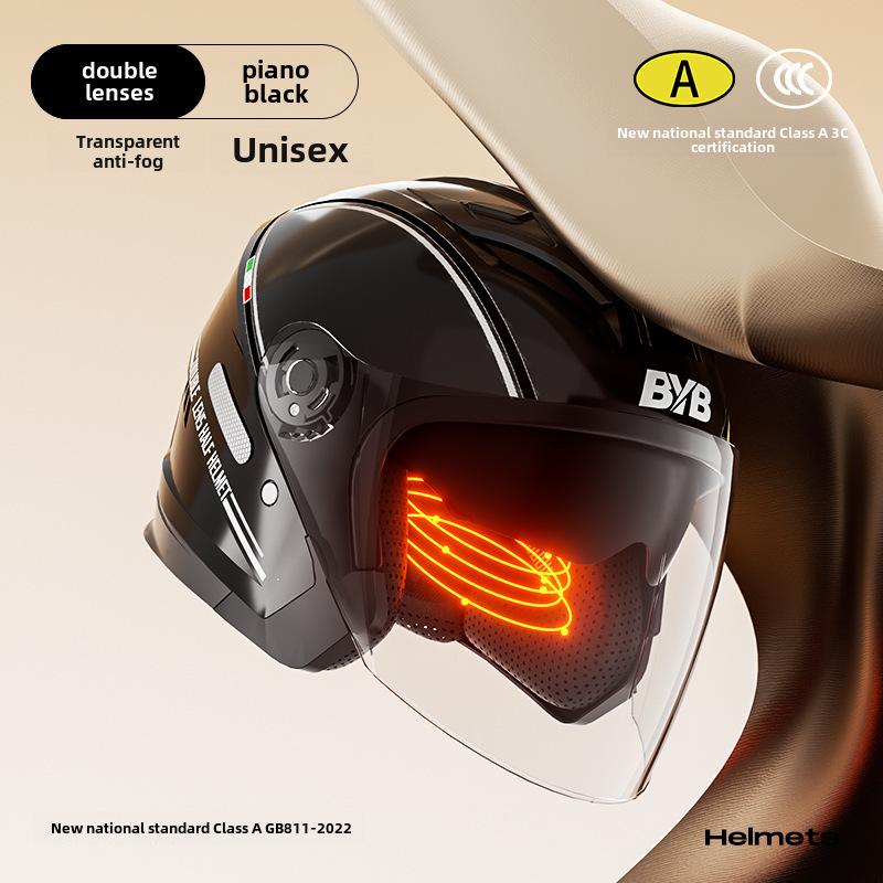 BYB A-Class 3C Certified Universal Helmet with Anti-Fog Dual Lens for Motorcycle/Electric Vehicle (Four Seasons).