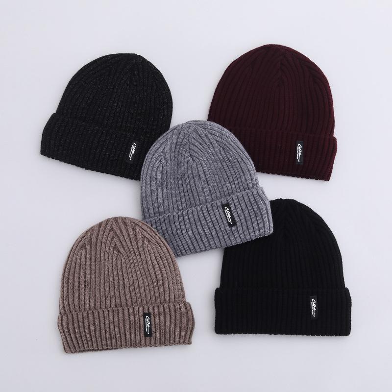 Autumn and Winter Hat Men's Plus Velvet Thickened Cold proof Knitted Hat Warm Wool Hat Windproof Cold Hat