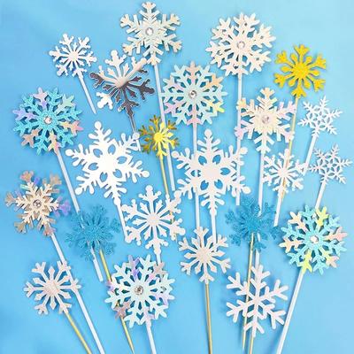 Wholesale 10 Pcs Snowflake Cupcake Toppers Baby Girl Frozen Birthday Party Decoration Kids Christmas Cake Supplies Accessories