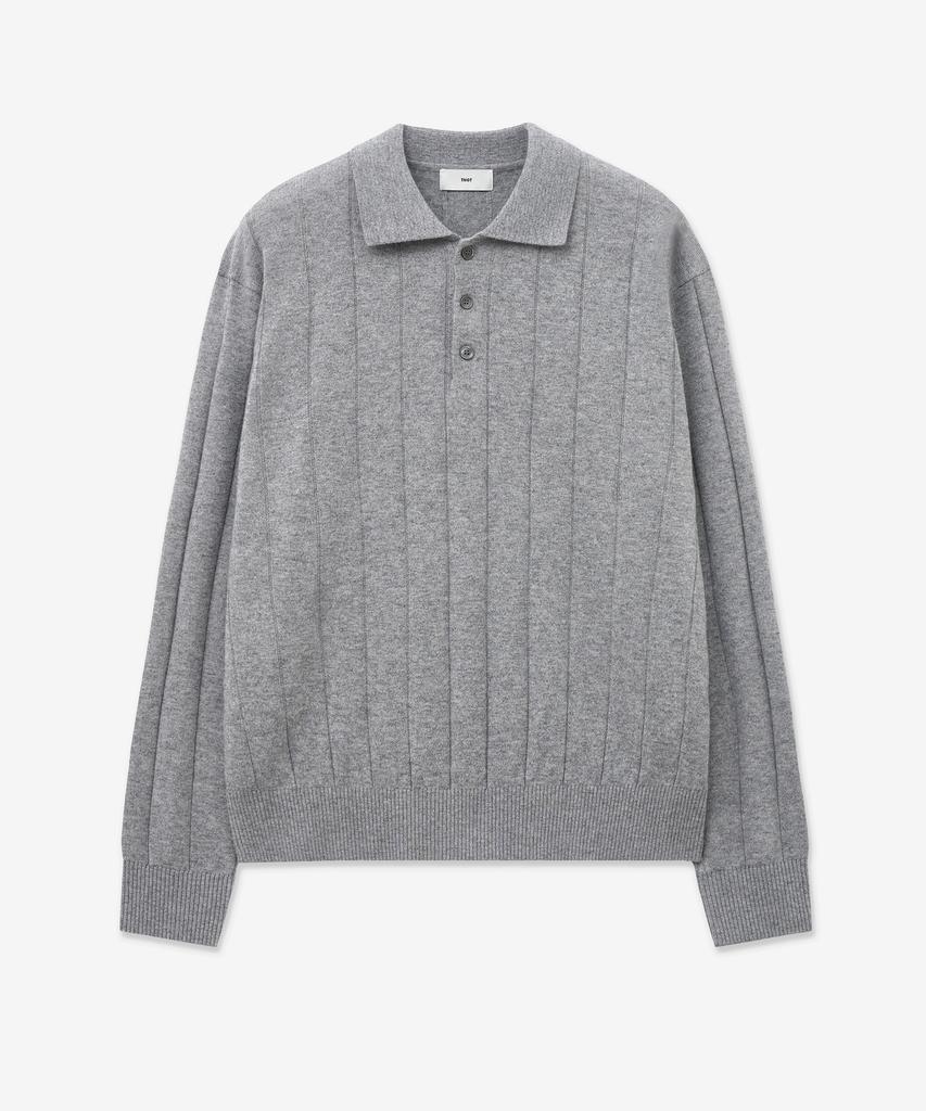 Tienjiti Oversize Rib Polo Knit Top (Grey) Tnsw5F111G2