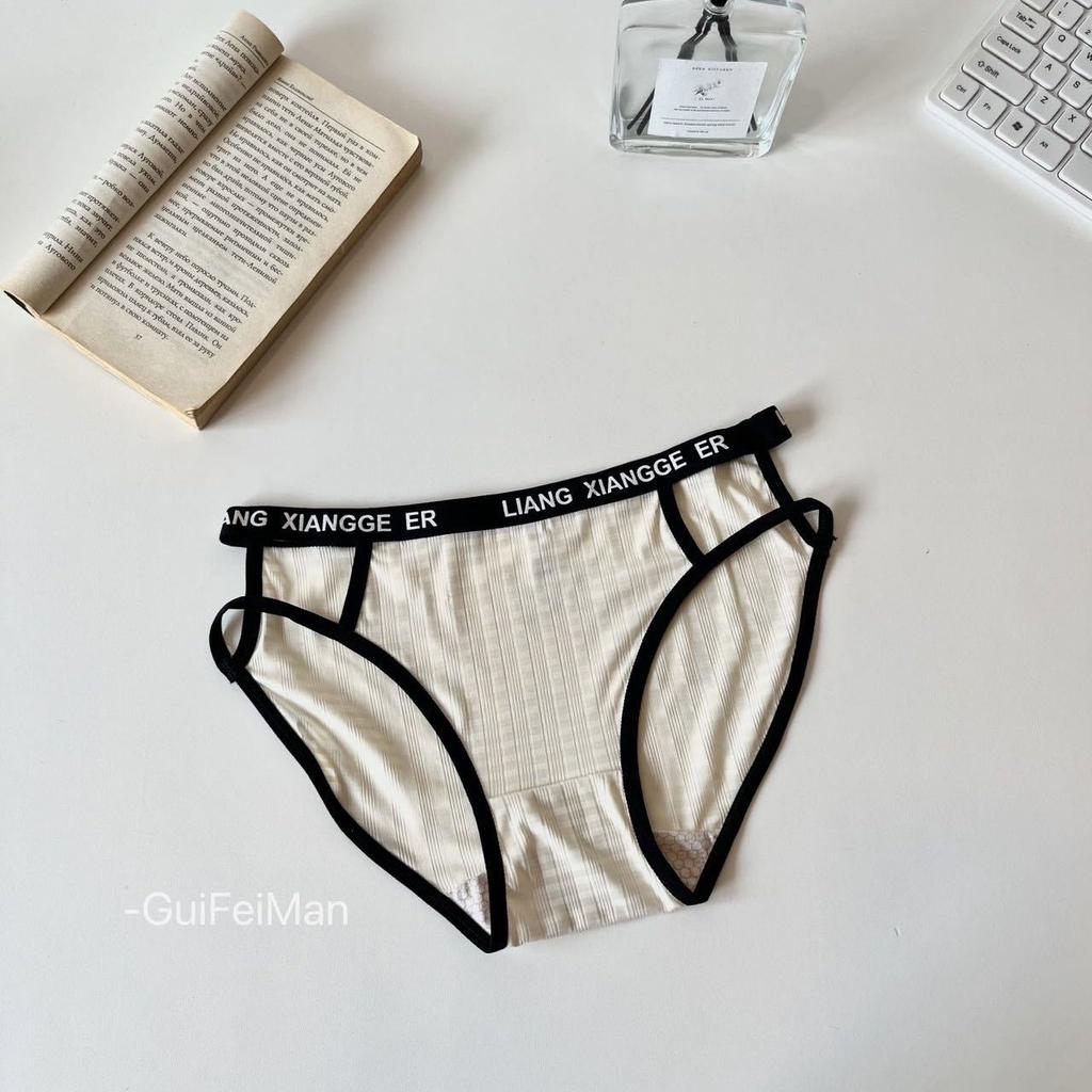 Damen Mode Trend Frühling und Sommer Buchstabe Taille Ausgeschnitten Reine Baumwolle Schritt Eisseide Taille Dreieck Slip