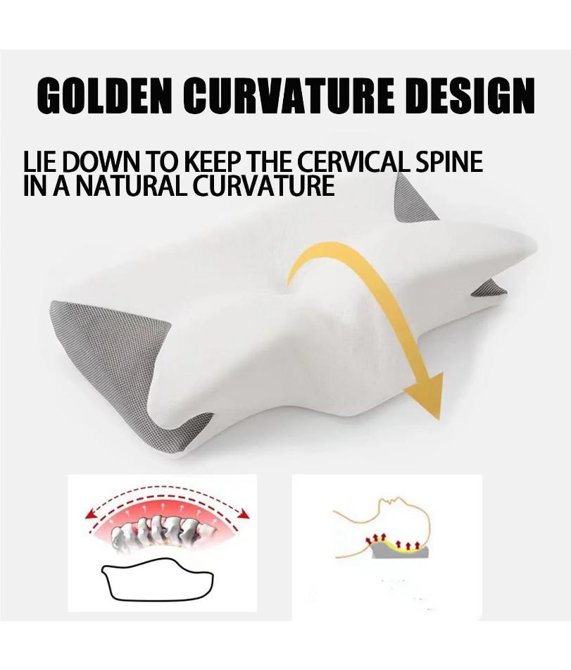 Stitching Color Pillow Memory Foam Cervical Ergonomic Contoured Orthopedic Relaxing Cervical Pillow Versatile Support Pillow