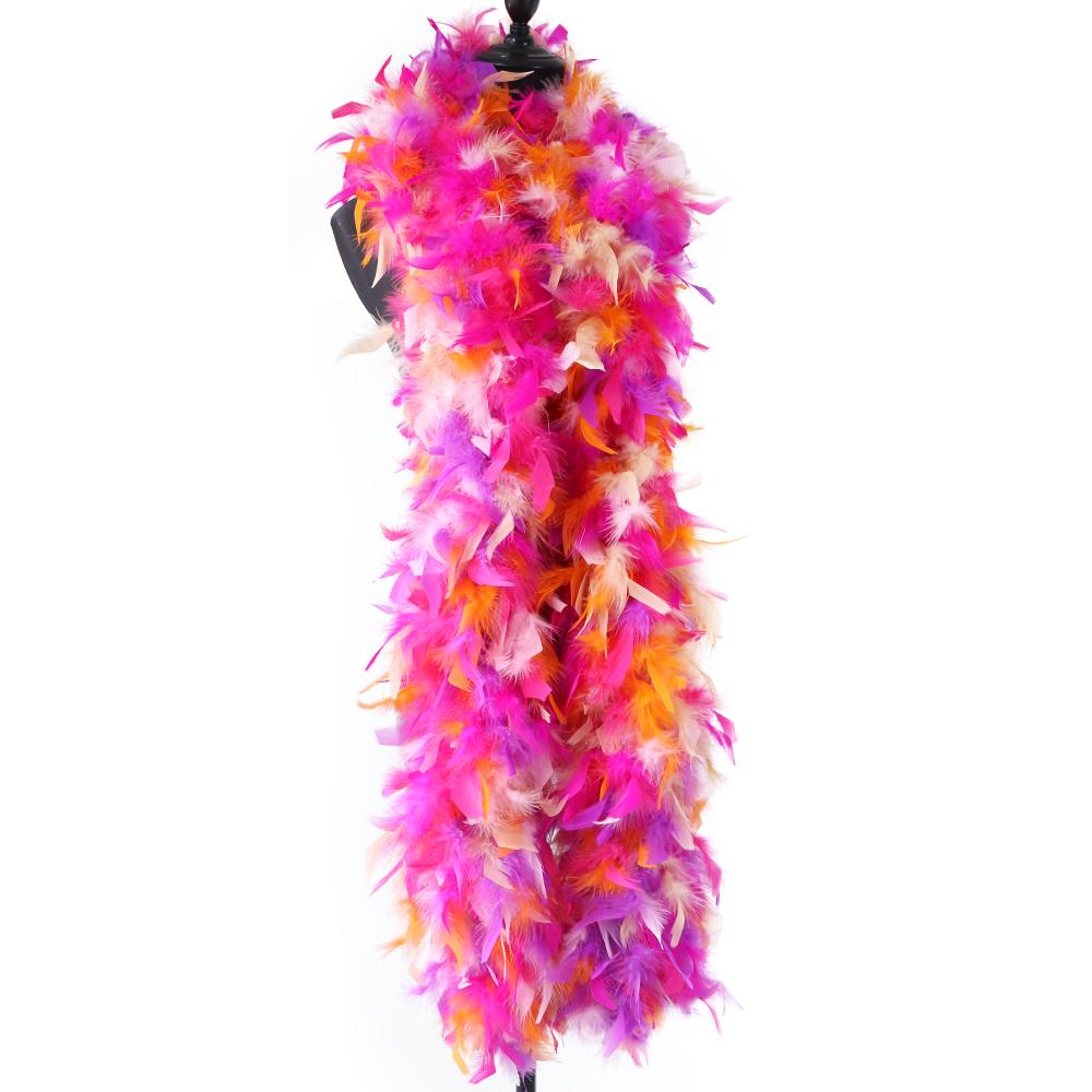 DIY Rainbow Turkey Feather Boa High Quality Marabou Turkey Plume Ribbon 2Meter Diy Party Clothing Decoration Shawl 130 Grams