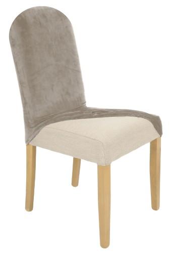 Chair Cover with Rounded Backrest, Cool Beige, Elastic [21R19]